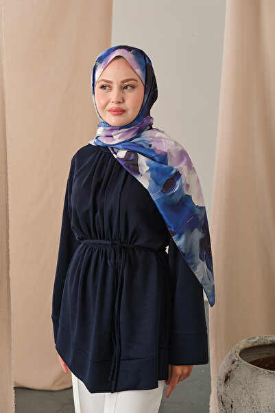 LOCCO Women's Elastic Waist Tunic Navy Blue