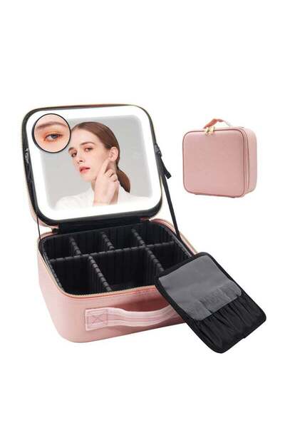 Yelajoy Cosmetic Bag with LED Lighted Mirror, Travel Makeup Train Case Cosmetic Bag Organiser