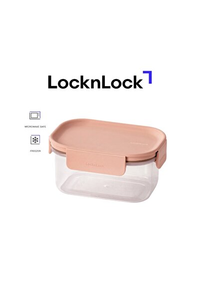 locknlock Classic Plus Rectangle Food Container 385ml – Pink, 4-Side Locking, Stackable & Leakproof