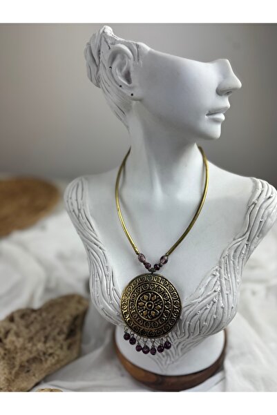 SEDEF TAKI Bronz gold antik işleme kolye