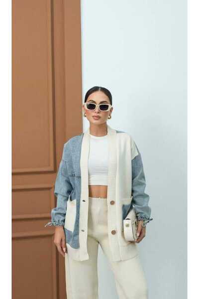 PREMİER VİE jachetă cardigan din denim supradimensionată