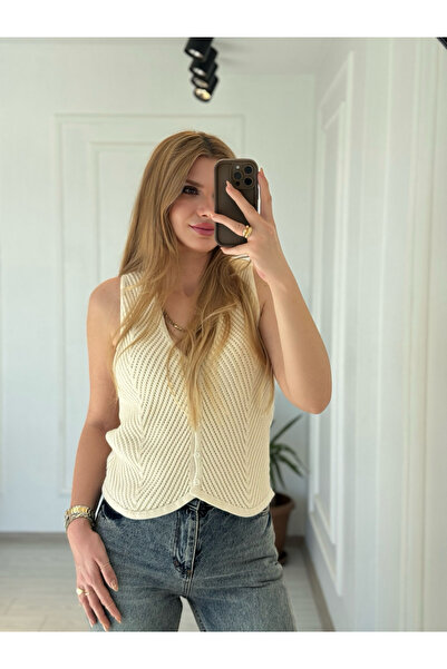 Store Ajurlu Naturel Bohem Yelek