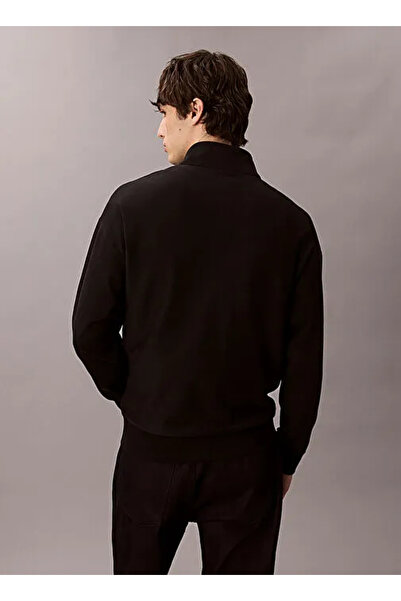 Calvin Klein Ανδρικό φούτερ με φερμουάρ και γιακά τζιν μαύρο LV04RD236GUB1 LS PREMIUM TERRY MICR