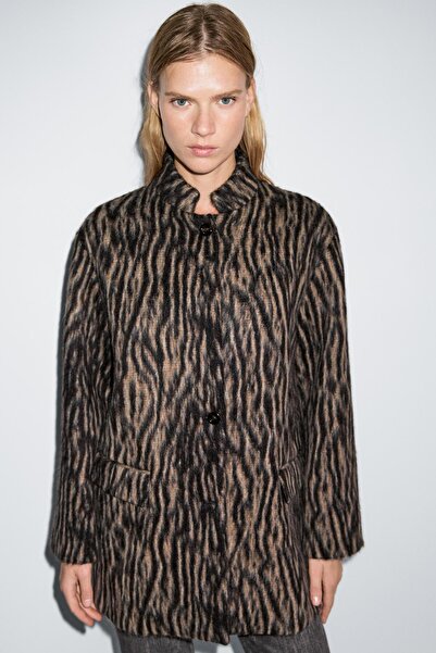 Massimo Dutti Yılan desenli yün kaban