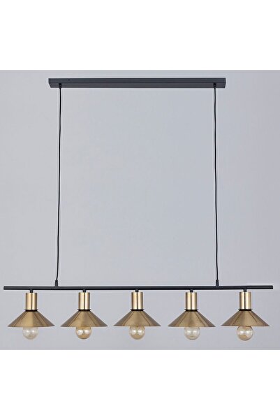 Danube Home ثريا جريس الذهبية المعلقة - ٥ لمبات، إطار حديدي، إضاءة منزلية أنيقة، ١٤٠×٢٤×١١٠ سم