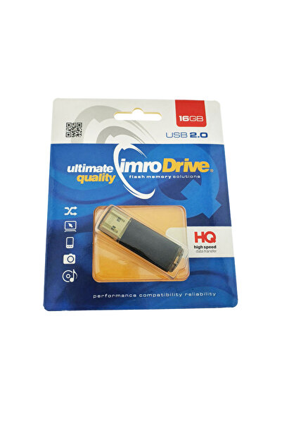 Imro USB memory stick 16GB USB 2.0 black with transparent cap and hanger, in blister