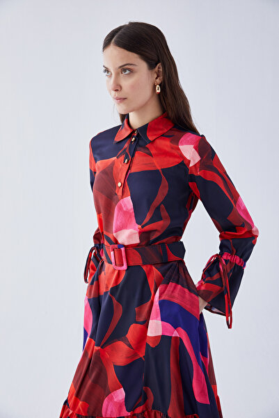 IDYL Shirt Collar Printed Dress