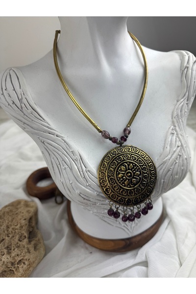 SEDEF TAKI Bronz gold antik işleme kolye