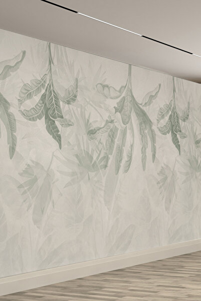 dreamwall Tropikal Yaprak Desenli Tek Parça Silinebilir Tekstil Duvar Kağıdı