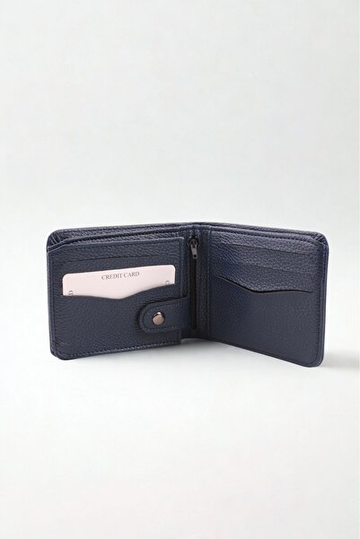 GALB LEATHER Navy Blue Color Soft Leather Men's Wallet with Coin Compartment 11 X 9 cm