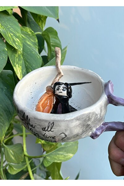 visera Harry Potter Series Severus Snape Figured Handmade Ceramic Mug + Spoon in the Shape of a Broomstick Gift