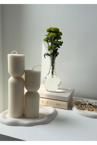 LALEZEN HOME Bulut Stantlı blok Mum Seti