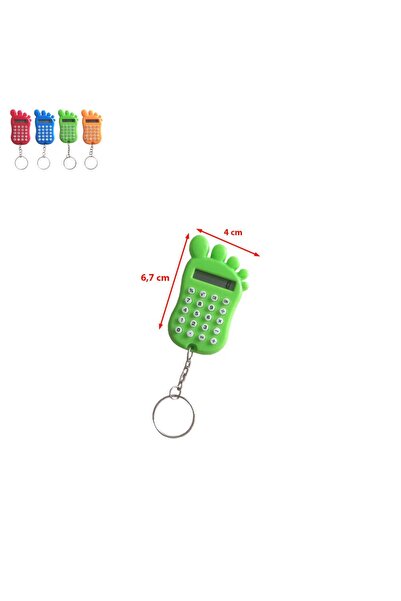 Nerox Yeşil Ayak Şekilli Mini 8 Haneli Hesap Makinesi Anahtarlık (1 ADET) (EBAT: 6,7 cm x 4 cm)