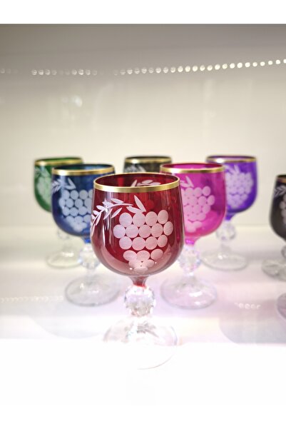 P&ORA PREMIUM KITCHEN PRODUCTS كأس كريستال على شكل عنب مكون من 6 قطع بألوان م...