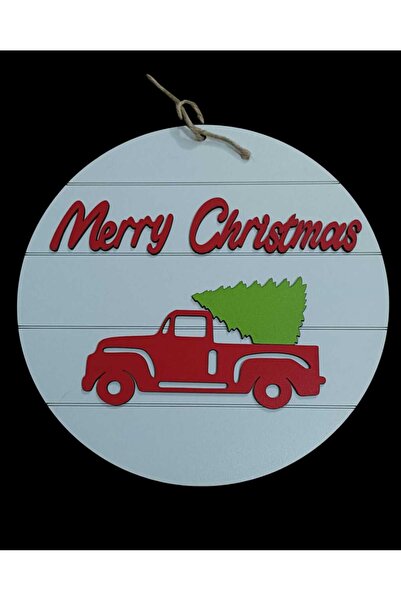Şirin Lazer Mery Christmas New Year Decorative Accessory Wall Decor Truck Pine Tree Themed