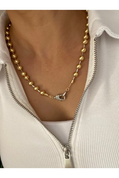 Byoz store Rainbow Necklace Gold Topçuk Model Silver Zircon Stone Front Hook ...