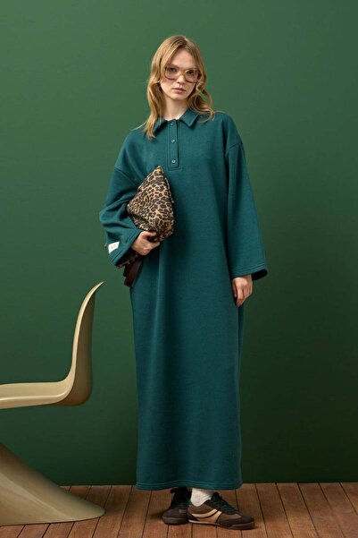 Ceylan Otantik Emerald 3 Thread Collar Dress