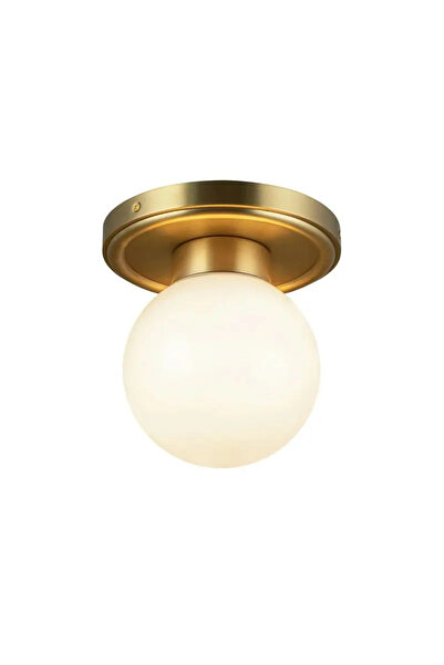 luminastar Pendant Lamp with White Glass Globe and Gold Body, E27 Socket, Max 60W