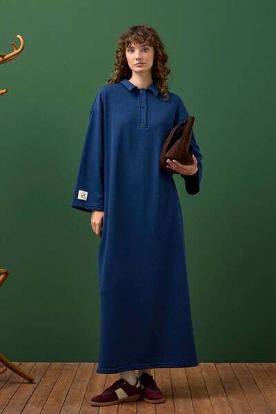 Ceylan Otantik Indigo 3 Thread Collar Dress