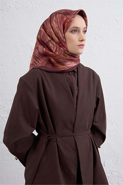 Armine Tivil Pure Silk Scarf 9430 - 31 Μπορντό Μικτό Σχέδιο