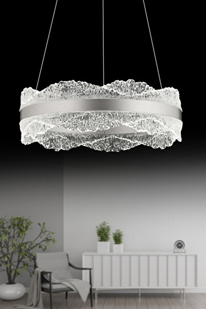 İstanbul Avize Titanic Gümüş 50'lık 3 Renk Kumandalı Lüx Led Modern Ledli Avize