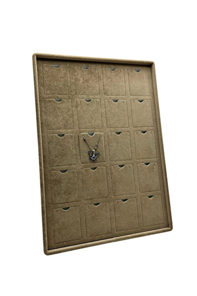 MeGass Dekor حامل قلادة من قماش السويد ديكين بني اللون بطول 34-24 سم مع 20 قاعدة