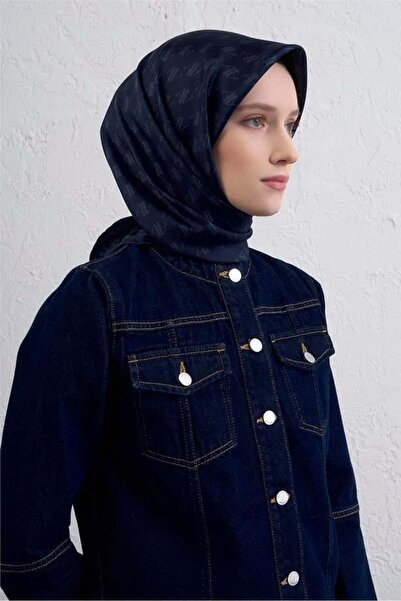 Armine Sura Pure Silk Scarf 9412 - 03 Navy Blue Mixed Pattern