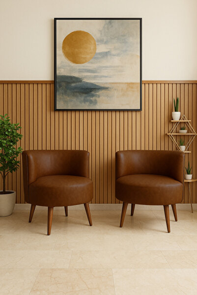 Azra Mobilya Sydney 2 Adet Modern Berjer Tekli Koltuk | Deri Kumaş | Ahşap Ay...