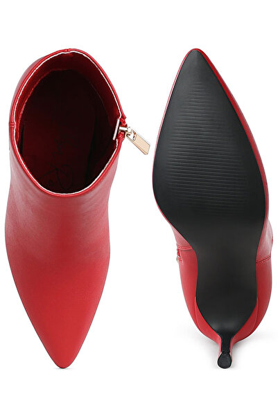 london Rag Women Textured Stiletto Heel Ankle Boots in Red