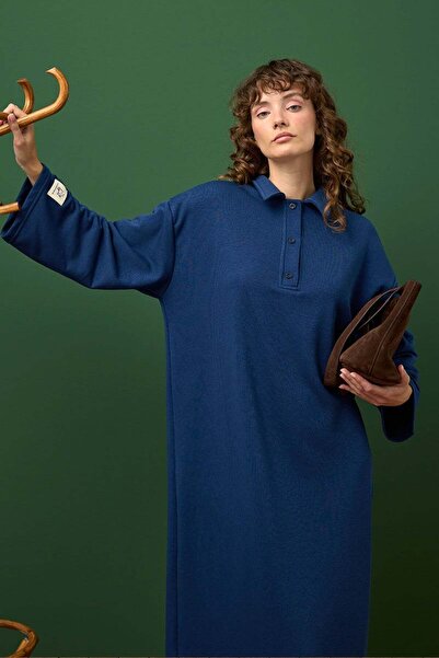 Ceylan Otantik Indigo 3 Thread Collar Dress