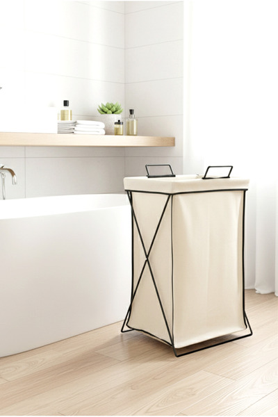 FH finehome Sunny Katlanabilir Çamaşır Sepeti Beyaz