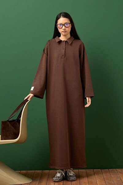 Ceylan Otantik Chocolate 3 Thread Collar Dress