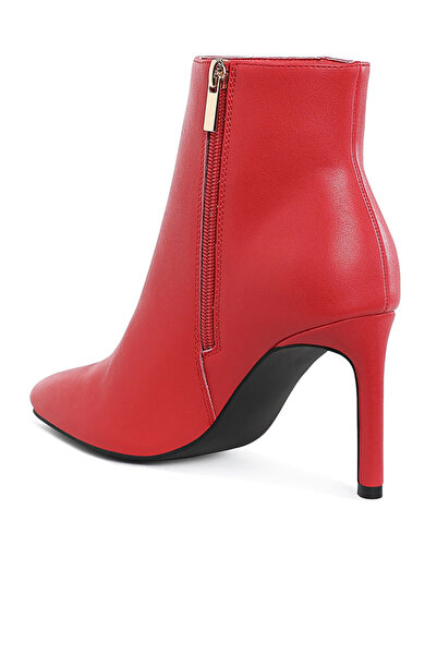 london Rag Women Textured Stiletto Heel Ankle Boots in Red