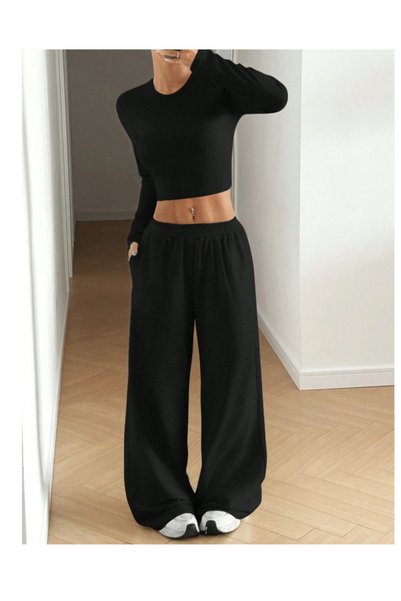 BERYY MODA Black Women's Baggy Sweatpants Oversized Plus Size Sportswear Quality Loose Fit Flexible Comfortable Fabric