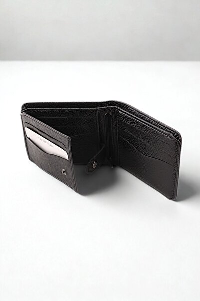GALB LEATHER Black Color Soft Leather Men's Wallet with Coin Compartment 11 X 9 cm