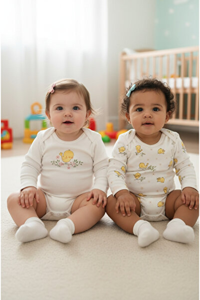 Kidaxi Printed Baby Girl 2-Piece Bodysuit Set (3-6, 6-9, 9-12, 18-24 Months)