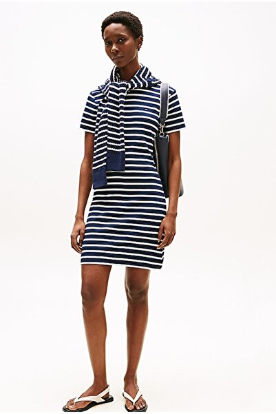 Tommy Hilfiger Organik pamuk çizgili kadın elbise