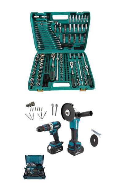 newprotech 2 li set matkap ve taşlama 216 parça lokma takımı