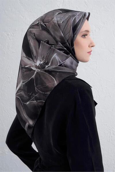 Armine Tivil Pure Silk Scarf 9406 - 59 Μαύρο Μικτό σχέδιο