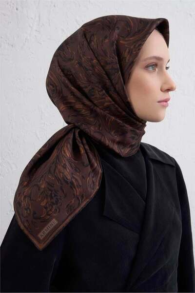 Armine Φουλάρι Sura Pure Silk 9431 - 80 Καφέ Μικτό σχέδιο