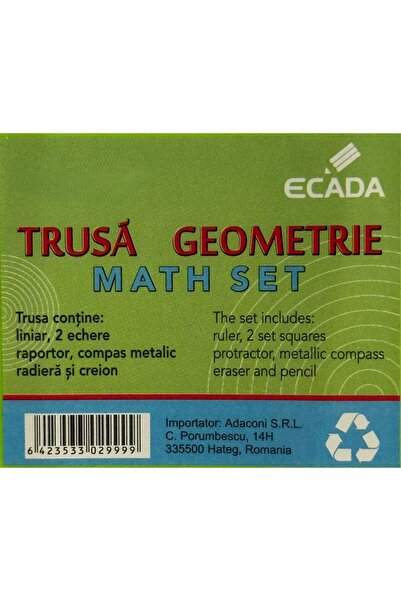 Ecada Set de geometrie ECADA, 8 piese, albastru