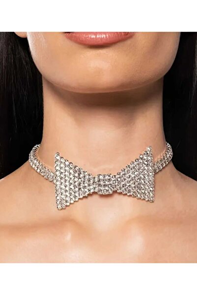 sarıyer silver قلادة فولاذية مطرزة بحجر الزركون على شكل ربطة عنق، إكسسوار أني...