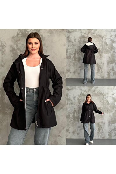 QYA Clothing PARLAK SUNİDERİ İÇİ POLAR KAPŞONLU MONT