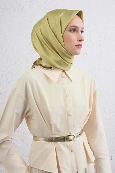 Armine Tivil Pure Silk Scarf 9401 - 34 Λαδί Πράσινο Μικτό Σχέδιο