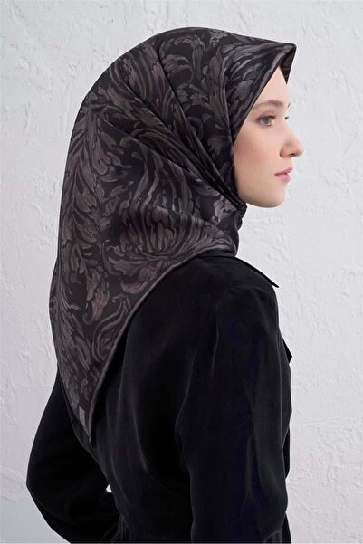 Armine Tivil Saf İpek Eşarp 9431 - 02 Siyah Karışık Desen