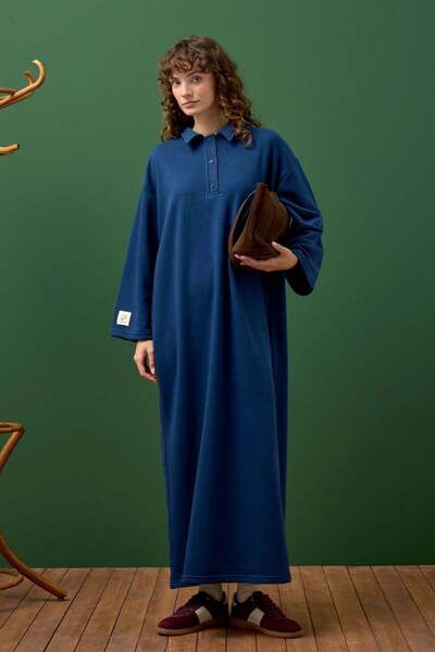 Ceylan Otantik Indigo 3 Thread Collar Dress