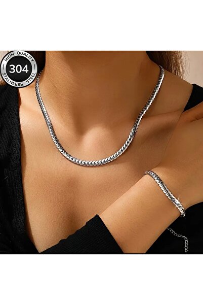 derokas Set of 2 Women's Design Italian Model Necklace and Bracelet Stylish E...