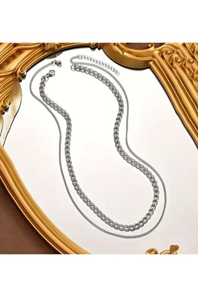 derokas Men's Design Real Steel 2-Piece Necklace Stylish Elegant Non-Tarnish 316 L