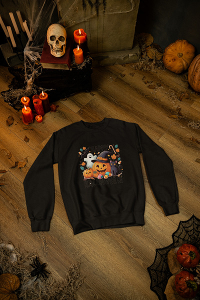 MAGORS ستيل-إكس هابي هالوين - سويت شيرت للأطفال مطبوع عليه عيد الهالوين للجنسين