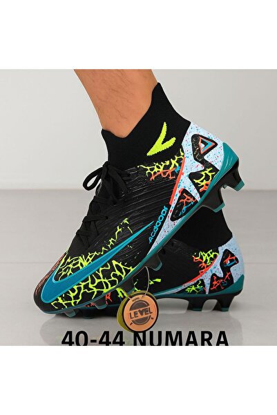 LALİGA ERKEK SİYAH TURKUAZ DESENLİ ÇORAP BİLEKLİ KRAMPON